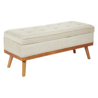 OSP Home Furnishings KAT-BY6 Katheryn Storage Bench in Linen Fabric with Light Espresso Legs